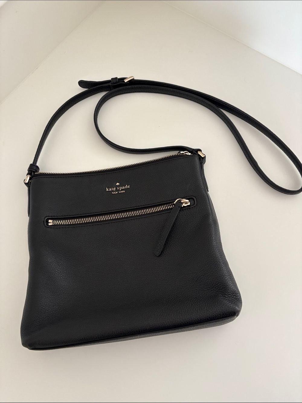 kate spade Black Pebbled Leather Crossbody with Gold Hardware